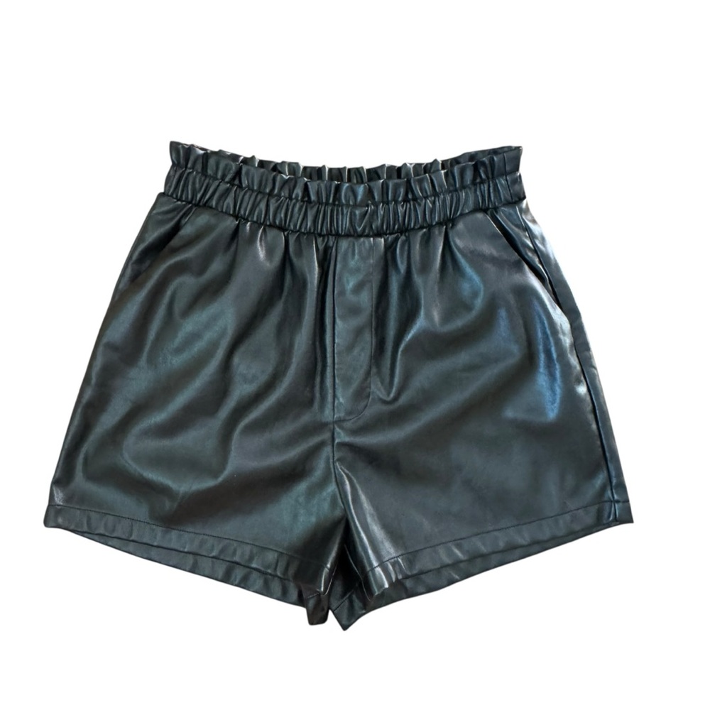 BB DAKOTA x STEVE MADDEN Stretch Faux Leather Shorts High Waist Black Medium